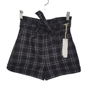 Blossom & Clover plaid wool blend paper bag shorts Nwt size 0